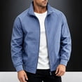 thumbnail image 5 of Danhjin Men's Fall Jackets Lapel Full Zipper Long Sleeve Stand Collar Winter Outerwear Solid Color Comfy Fashion Coats, 5 of 10