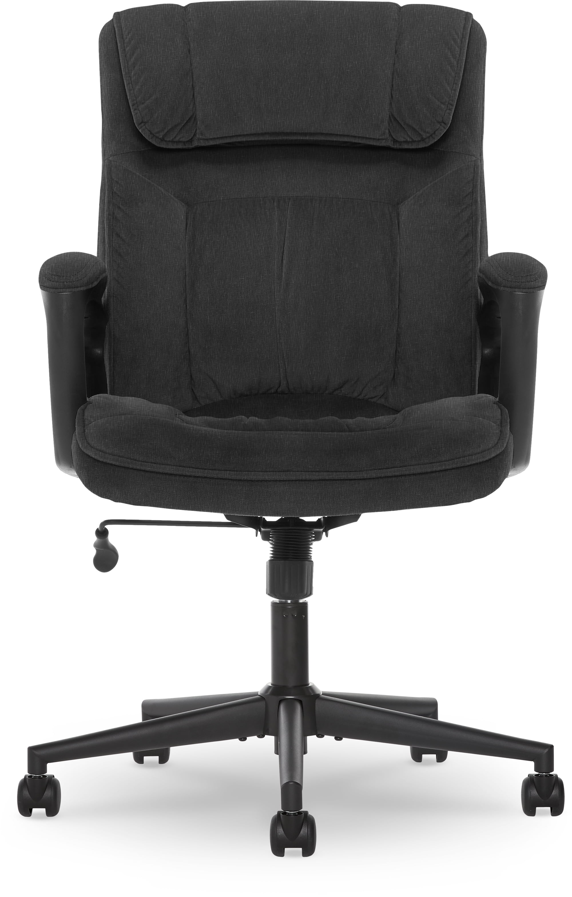 Serta Hannah Executive Home Office Desk Chair, Ergonomic Mid-Back with Lumbar Support, Firm Seat Cushion, Layered Body Pillows, Padded Armrests, Swivel Base, Easy Assembly, Microfiber, Charcoal Gray