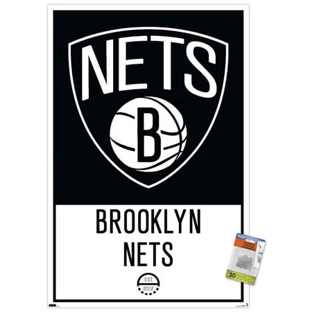 NBA Brooklyn Nets - Logo 21 Wall Poster with Push Pins 22.375 x 34
