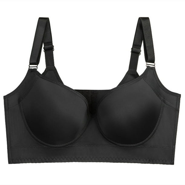 Aayomet Bras for Women Seamless Underwear Women's Soft Steel Ring Big  Breasts Show Small Collection Side (Black, 48/110C)