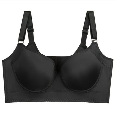 Ierhent Underwire Bras Full Figure Wide Band Sides Women s Plunge Super Push Up Underwire T Shirt Bra(44/100C Black)