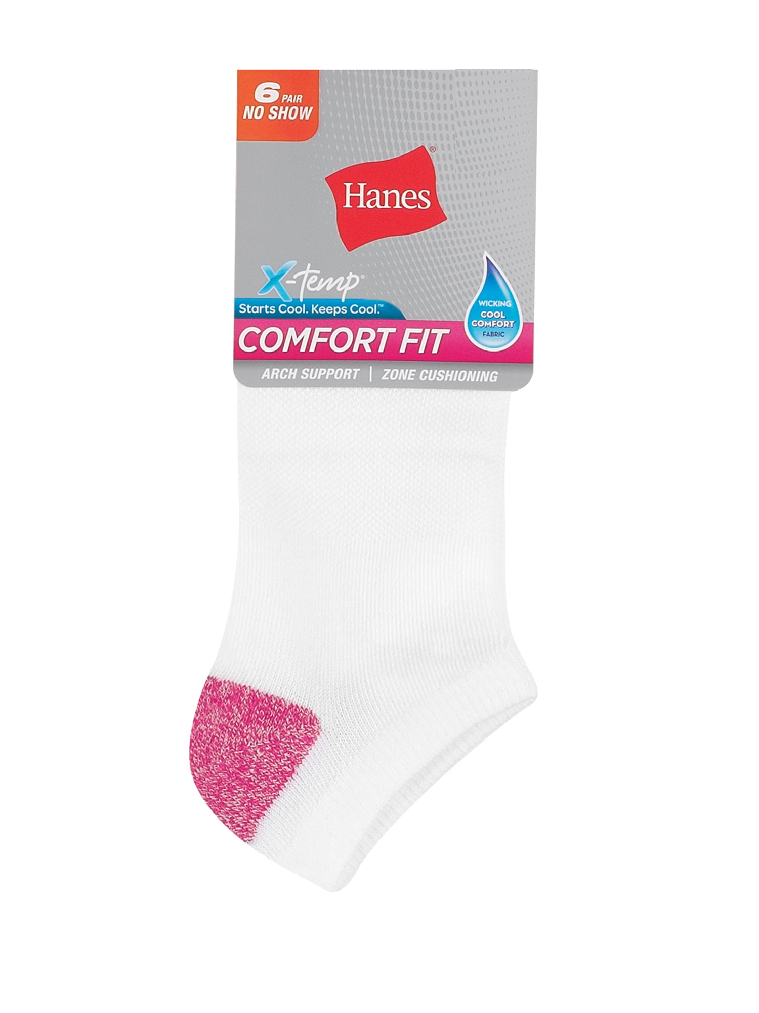 Hanes Women's Cool Comfort No Show Socks, 6 Pack - Walmart.com