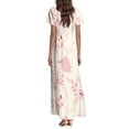thumbnail image 4 of NAMTYQX Summer Wedding Guest Dress Floral V-Neck Chiffon Maxi Dresses for Women Summer Dresses for Women Pink Size 2XL, 4 of 5