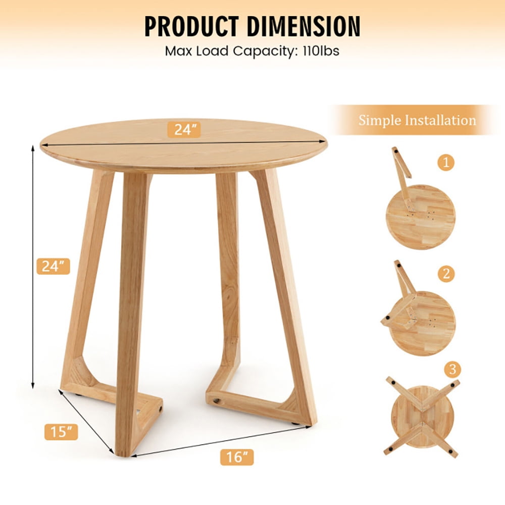 Finihen End Table, 24 Inch Round End Table with Adjustable Foot Pads, Sofa Side Table, Bed Side Table, for Living Room, Bedroom, Natural Finihen End Table, 24 Inch Round End Table with Adjustable Foot Pads, Sofa Side Table, Bed Side Table, for Living Room, Bedroom, Natural