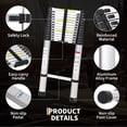 thumbnail image 2 of 12.5ft/15.5ft/20.5ft Aluminum Telescoping Ladder, Extension Ladder with Safety Lock,  Collapsible Ladder for Home Work RV Outdoor Silver, 2 of 7