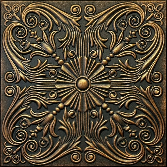 R39 Victorian Foam Glue-up Ceiling Tile (Pack of 8, Black Bronze)