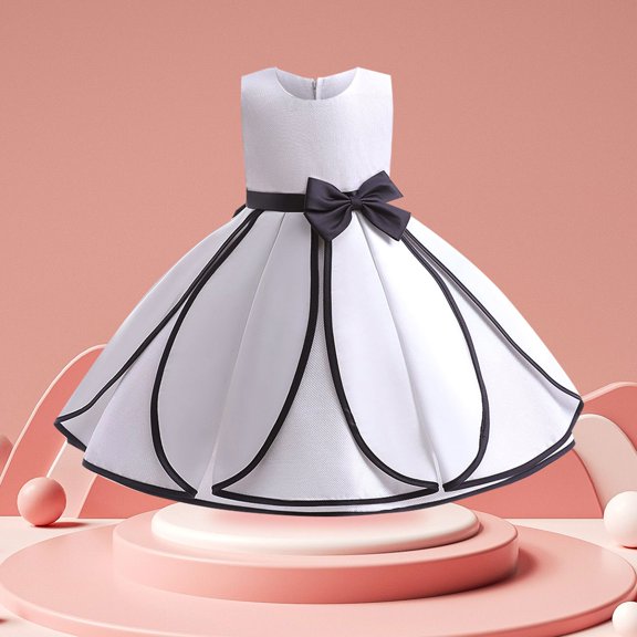 Vedolay Girl Dresses Princess Girls and Toddlers' Knit Short-Sleeve Tutu Dresses,White 6-7Years