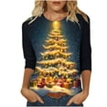 thumbnail image 2 of Holiday Gifts! Titcea Christmas Shirts for Women 3/4 Sleeve Crewneck Glitter Xmas Tree Print Pullover Christmas Sweaters 2024 Fashion Casual Tops, 2 of 4