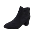 thumbnail image 1 of B91xZ Bottines Chelsea pour Femmes Mode Semelle Crantée Talon Épais à Enfiler, Noir 7, 1 of 5