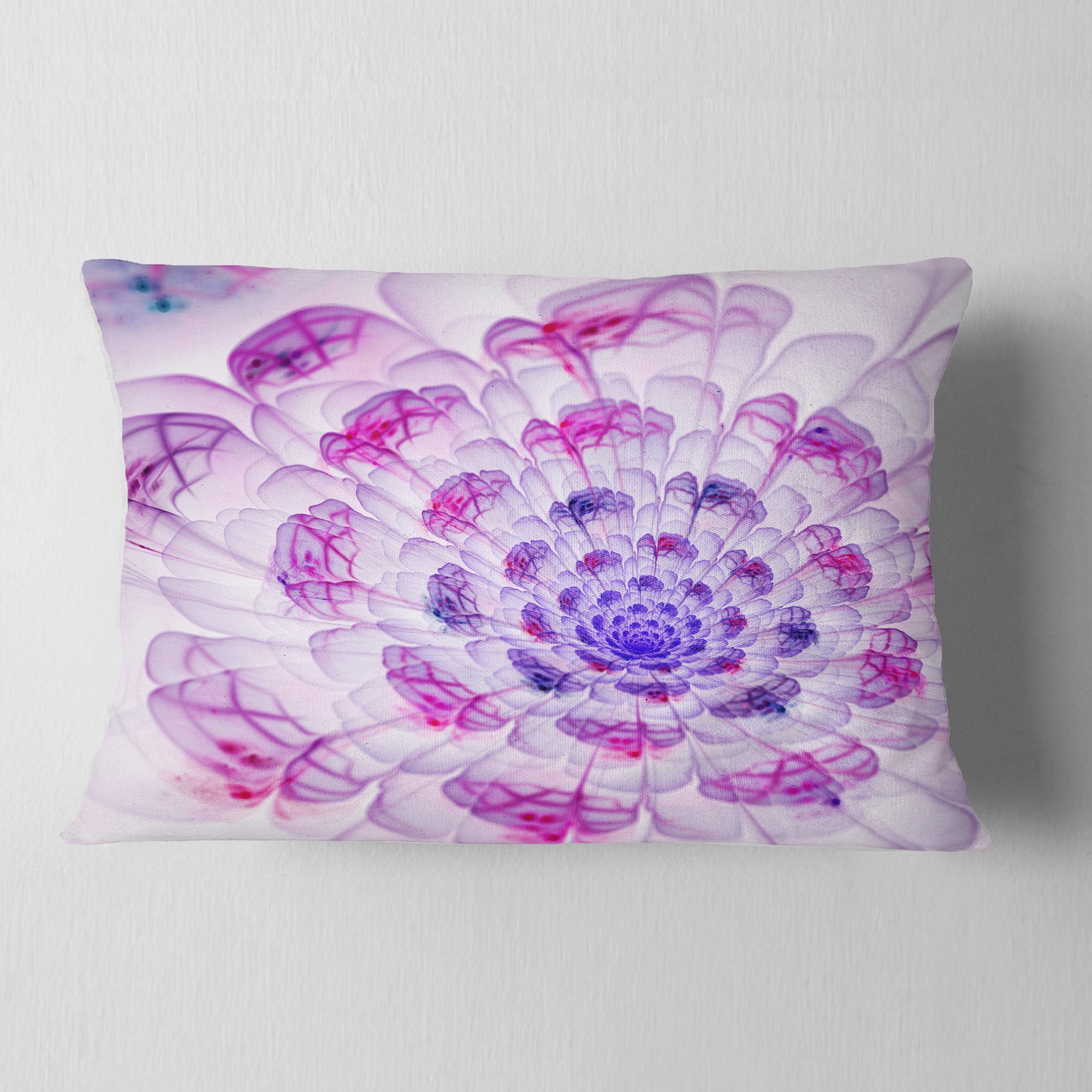 Designart Large Purple Fractal Flower Petals - Floral Throw Pillow - 12x20