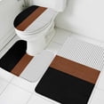 thumbnail image 3 of Black Brown Bath Mat 3 Piece Bathroom Rug Set, Contemporary Striped Boho Art Non Slip Bath Rug Contour Mat and Toilet Lid Cover, Absorbent Shower Mats Soft Bath Rugs and Mats Sets, 3 of 8