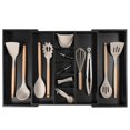 thumbnail image 1 of KitchenEdge Organizador de cajones de cocina ajustable para utensilios y basura expandible a 33 pulgadas de ancho 9 compartimentos 100% bambú, 1 of 5
