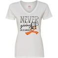 thumbnail image 3 of Inktastic Never Giving Up Limb Loss Awareness Orange Ribbon Women's V-Neck T-Shirt, 3 of 5