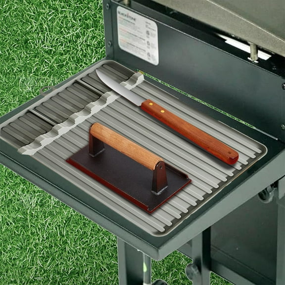 Fufafayo under $5 Kitchen Mat, Silicone Frying Pan Tool Mat, Large Spatula Holder Pad, Drip Pad Grill Utensil Rest, Countertop Protection Mat, Cooking Accessories Helper