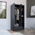 thumbnail image 5 of Newboti Furniture Armoire 71H" with 1-Drawer and 4-Tier Open Shelves, 2 Doors, Black 43861, 5 of 7