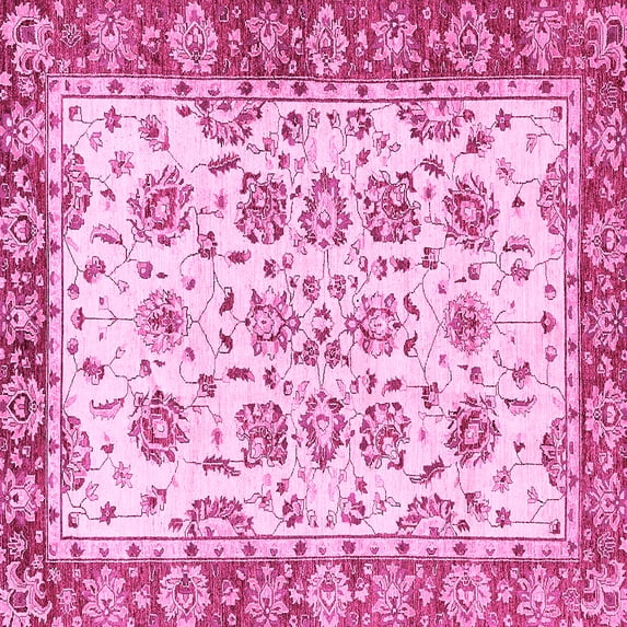 Ahgly Company Indoor Square Abstract Pink Modern Area Rugs, 6' Square