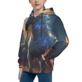thumbnail image 2 of Fotbe Starry Light White Horse Pattern Youth Pullover Hooded Sweatshirt, Boys Hoodie, Kangaroo Pocket Hoodie for Kids Girls -Medium, 2 of 6