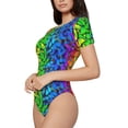thumbnail image 2 of Gaeub Multicolored Butterflies Women'S Short Sleeve One Piece Swimsuit Sexy High-Waisted Bodysuit For Swimming, Beach, Sports - Small, 2 of 9