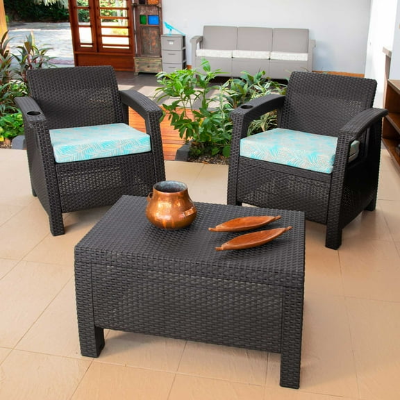 MQ Ferrara Outdoor Patio Chat Set with Cushions, 3 Piece in Brown