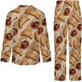 thumbnail image 6 of Top-kevin Womens Pajamas Set Croissant Pancake Strawberry Soft Long Sleeve Sleepwear Button Down Sets, 6 of 12