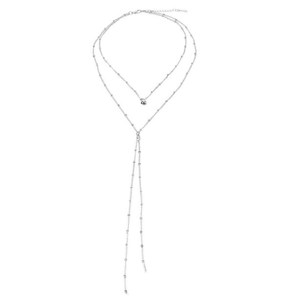 Hequ Sexy Beads Chain Choker Necklaces Long Multilayer Water Drop Simple Party Statement Jewelry Walmart Com Walmart Com