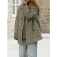 thumbnail image 6 of Female Trendy Jackets Fall Contrast Collar Zip Up Cotton Oversized Casual Cargo Barn Jacket Olive Green S, 6 of 9