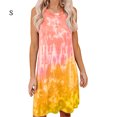 thumbnail image 2 of Robe Sans Manches Imprimée Teinture sur Nœuds pour Femmes, Col Rond, Jaune, S, 2 of 3