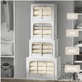 thumbnail image 2 of 3 Pack Clothes Storage Bins Foldable Metal Frame Storage Box Stackable Linen Fabric Container Organizer Set with Carrying Handles and Clear Window, 2 of 6