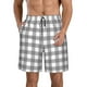 thumbnail image 1 of Balery Gray Checkboard Traje de Baño Estilo Hawaiano para Hombre, Shorts de Secado Rápido con Bolsillos-Medium, 1 of 6