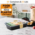 thumbnail image 2 of 60 Pack 32 oz Meal Prep Containers Reusable with Lids, To-Go Take Out, Plastic Bento Lunch Box, 2 of 6