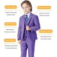 thumbnail image 6 of Boys 5 Piece Slim Fit Suit Set, Solid Formal Dresswear of Jacket Vest Pants Shirt and Tie, 6 of 12