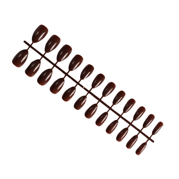 Soidarity 24 piezas de uñas postizas, accesorio de moda para mujer, puntas de uñas para el salón del hogar Juegos de manicura Marrón
