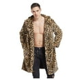 thumbnail image 3 of Leesechin Mens Winter Faux-Fur' Coat Turn-Down Collar Long Jackets Warm OverCoat, 3 of 9