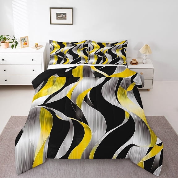 Erosebridal Lines Spiral Bedding Twin Comforter Set,Geometric Stripes Down Comforter,Abstract Artwork Bedding Sets Twin with Comforter,Breathable Swirl Room Decor,Reversible,3pcs
