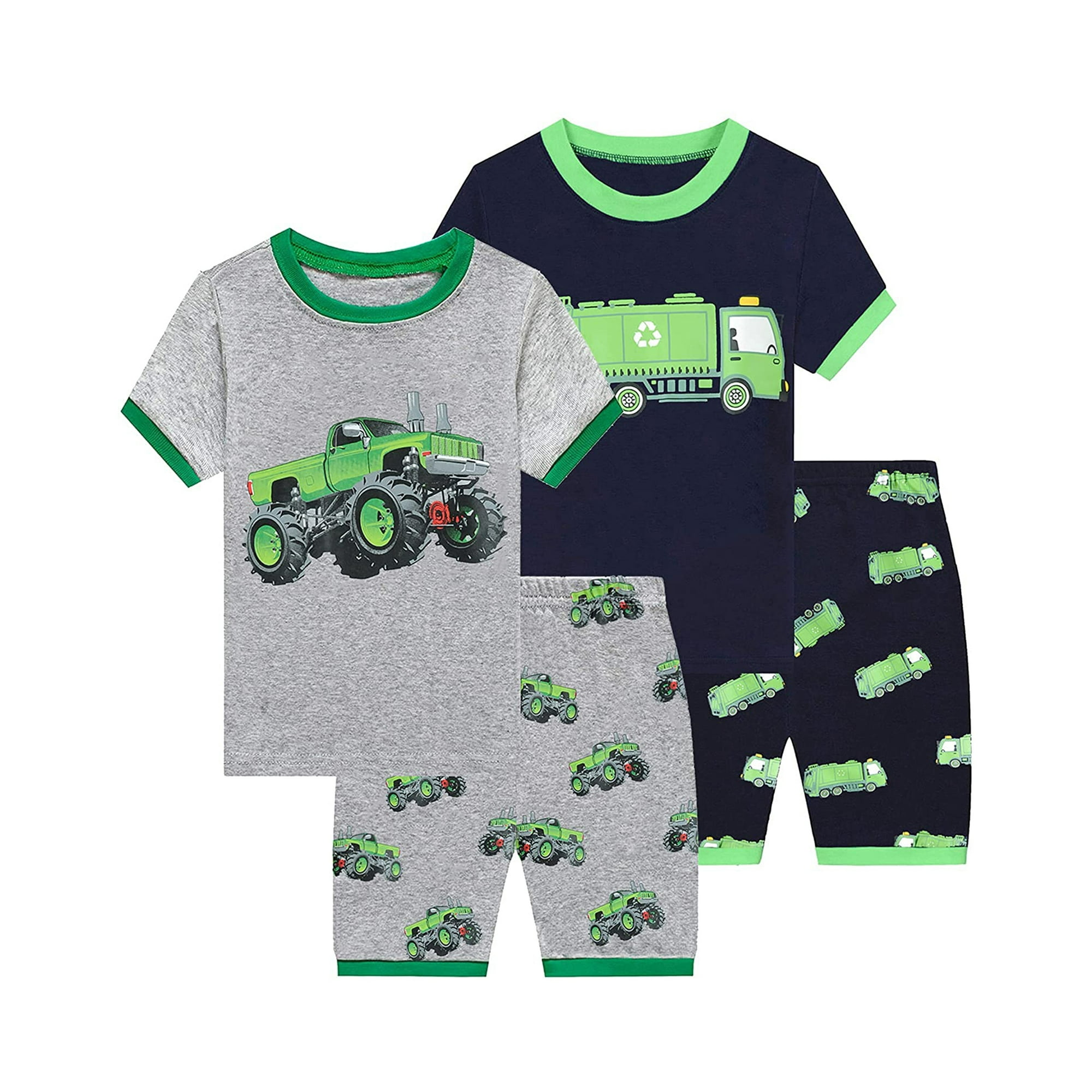 Little Hand Toddler Boys Summer Pajamas Truck Print Sleepwear Set 5t Green