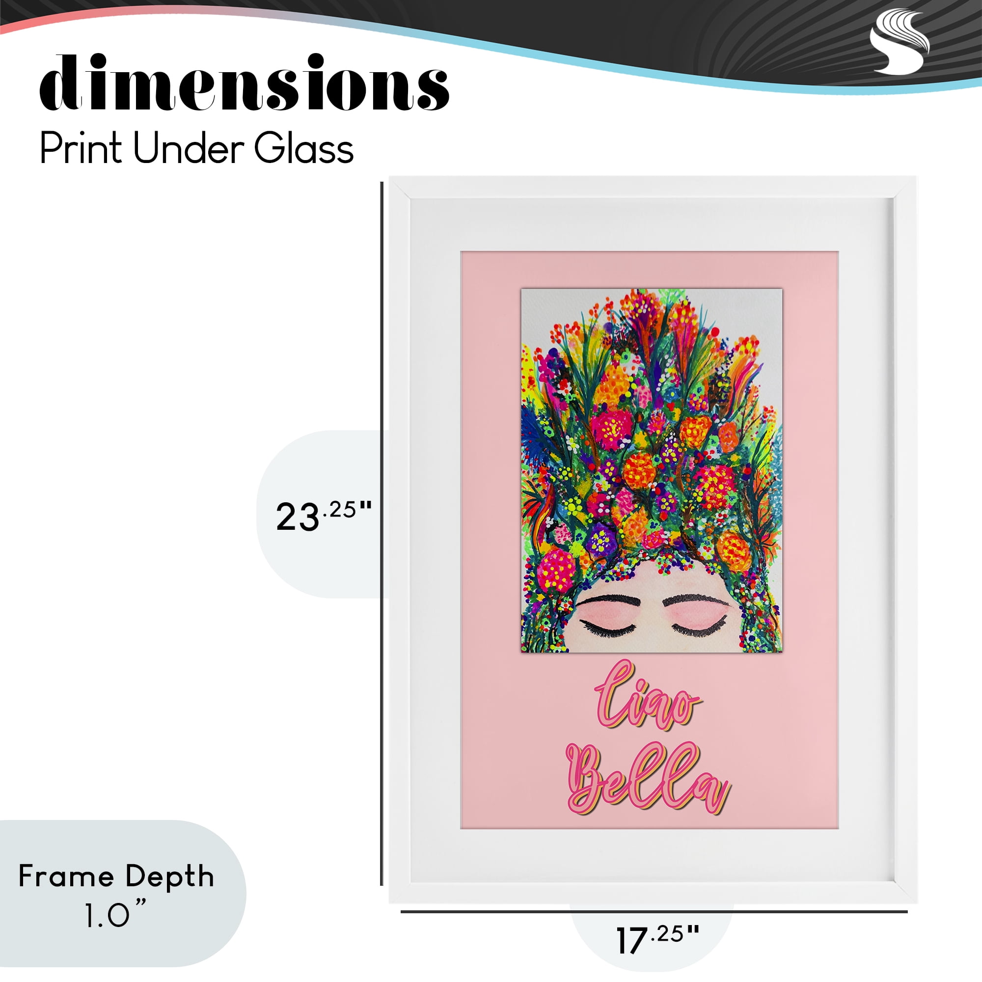 Stupell Industries Ciao Bella Floral Woman White Framed Print Under Glass, design by Pooja Dave