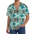 thumbnail image 3 of Xecao offers the Turtles And Seahorses for Men's Casual Short-sleeved Shirt, a button-up collared shirt with a pocket, perfect for beach vacations and yacht travel in the Small size., 3 of 7
