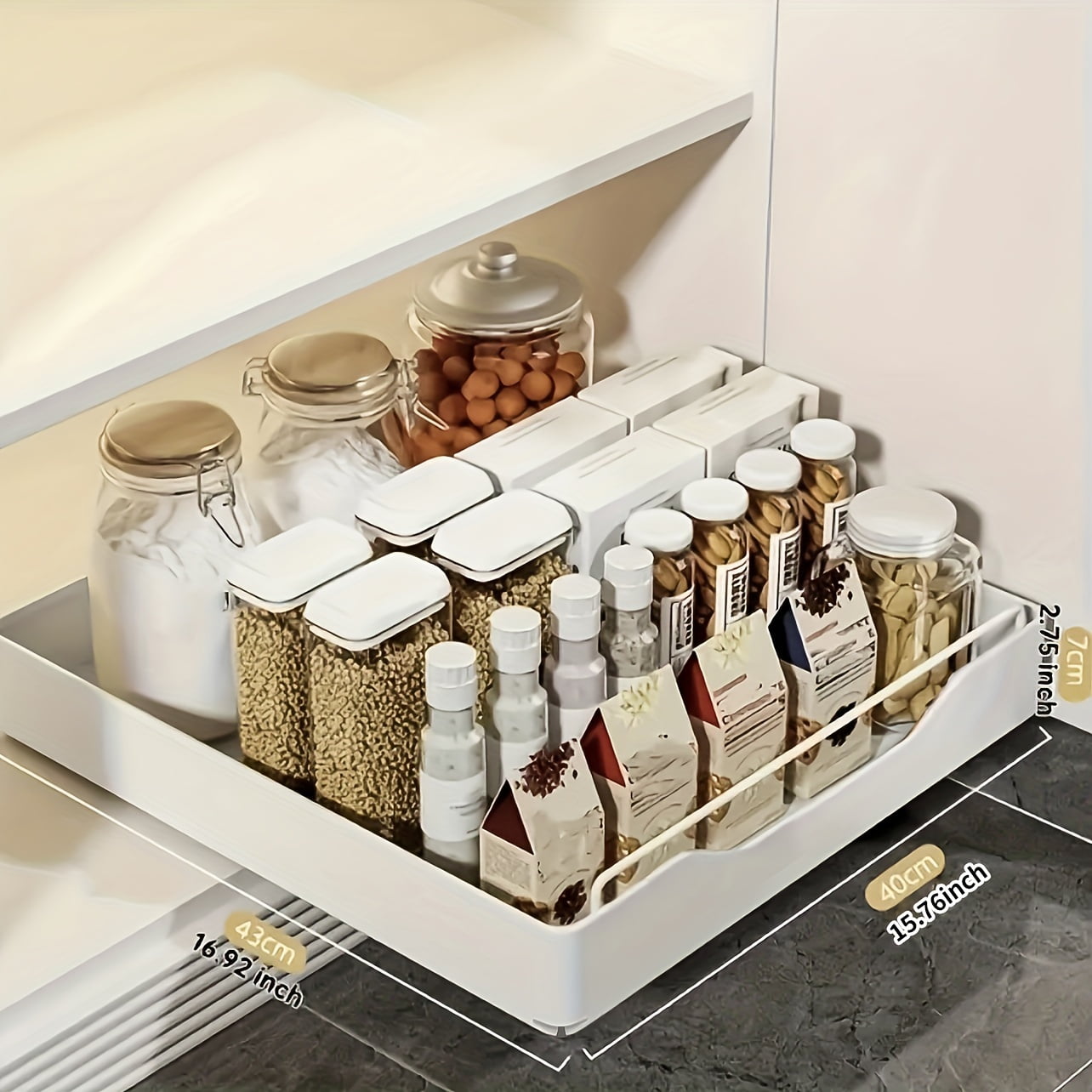 Pull-Out Cabinet Organizer Space-Saving Slide-Out Under Sink Organizer - Sturdy Metal Storage Rack for Kitchen & Bathroom Essentials, Paint-Finished