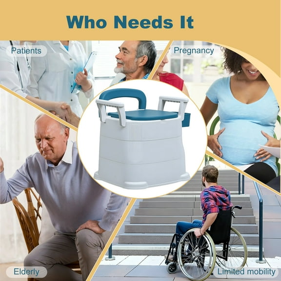 Bedside Commode, Portable Toilet for Adults, Toilet Chair Seat with Detachable Armrest, Mobile Portable Toilet, Adult Potty Chair for Elderly and Disabled-1