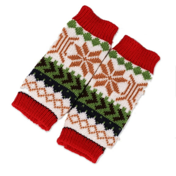Zhuge Fingerless Gloves for Women Knitted Christmas Tree Mitten Winter Half Finger Hand Wrist Warmer-Style H