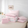 thumbnail image 5 of Feelyou Kids Kawaii Bow Candy Bedding Comforter Set 7 Pieces, White Pink Plaid Checkered Full Bedding Set, Merry Christmas Reversible Fitted Sheet Flat Sheet, Microfiber Bedroom Decor, 5 of 7