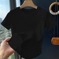thumbnail image 5 of Ladies Curved Hem Slim Fit Short Sleeve Round Neck T-Shirt Top Shirt Lightweight Breathable Summer Casual Tee | CSEONE,Black L, 5 of 8