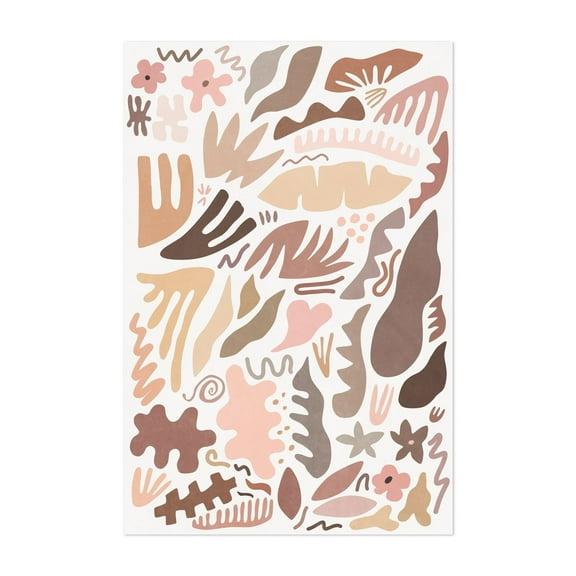 Blush Flora I - Illustration Abstract Boho Minimalist Pastel Modern Art Pattern Geometric Unframed Wall Art Print 4 x 6 inches