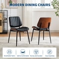 thumbnail image 4 of Yeshouse juego de 2 sillas de comedor modernas, estilo retro, asiento de cuero sintético, respaldo de madera curvada de nogal y patas metálicas ajustables, ideales para comedor o cocina, 4 of 9