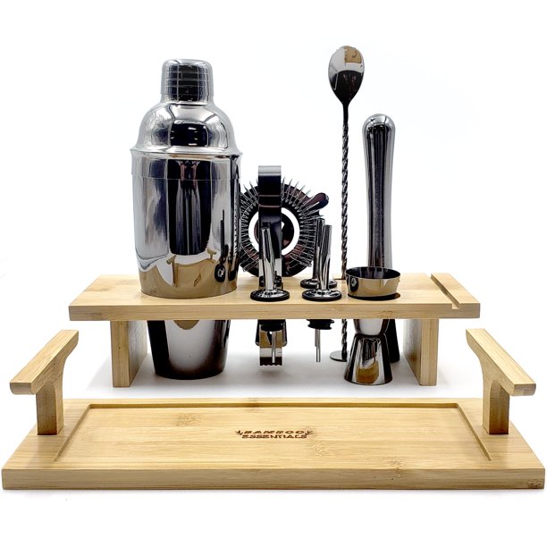 Bamboo Essentials 10Piece Bartender Kit, Complete Bar Tool Set with
