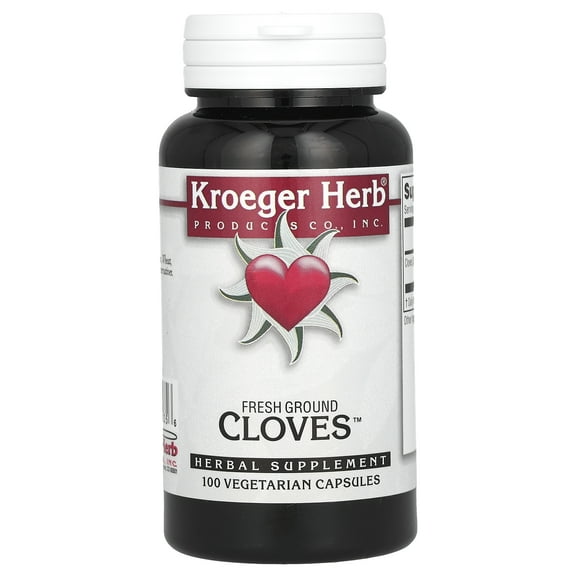 Fresh Ground Cloves, 100 Vegetarian Capsules, Kroeger Herb Co