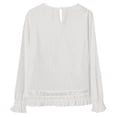 thumbnail image 4 of Casual Loose Fit Long Sleeve T Shirt Pure Color Breathable Blend Top For Everyday WearWhiteM, 4 of 8
