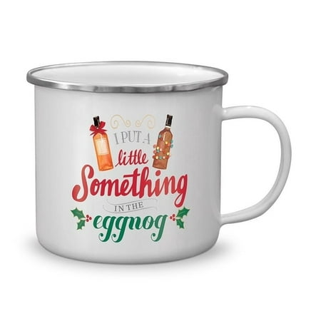 Molly & Rex Holiday Enamel Mug Something In (Best Eggnog In Stores)