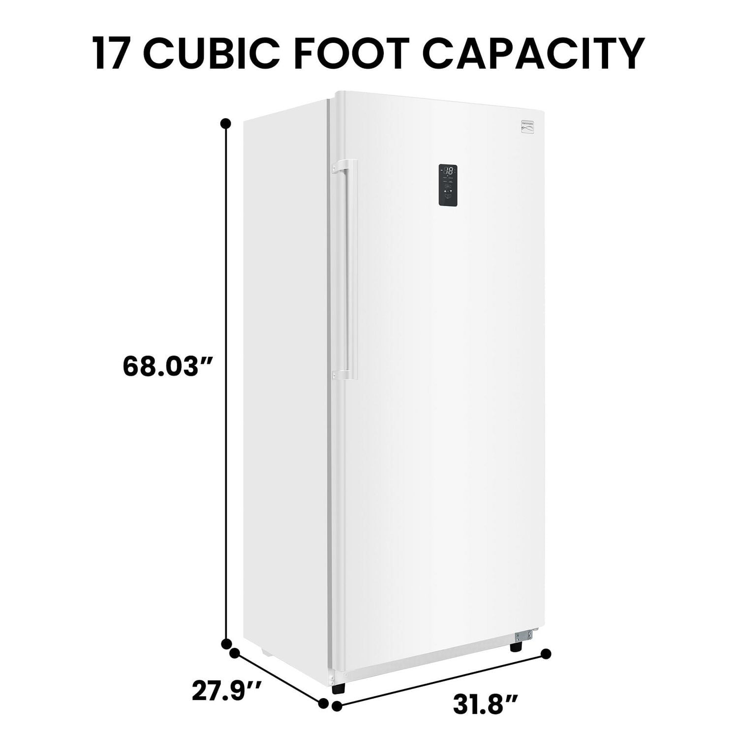 Kenmore 17 Cu. Ft. Convertible Upright Freezer/Refrigerator, 480L, Garage-Ready, Frost-Free, Large Capacity, White