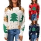 thumbnail image 3 of Suéteres Vintage empalmados de punto para Navidad, suéteres coreanos sueltos de cuello redondo, jersey de manga larga a la moda, otoño e invierno, 2024, 3 of 5